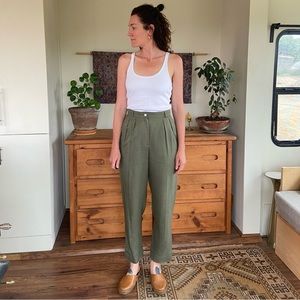 Vintage Liz Caliborne olive green high waisted linen pants